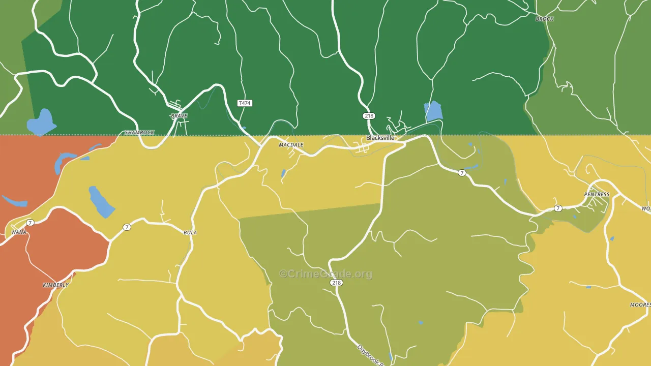 26521, WV Map of Vehicle Theft Rates