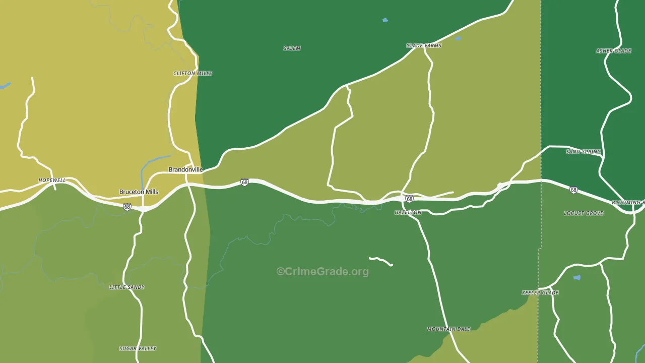 26525, WV Map of Vehicle Theft Rates