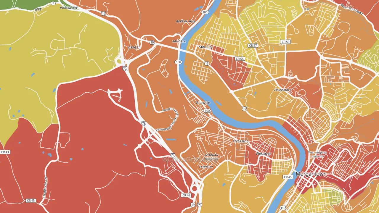 26534, WV Map of Vehicle Theft Rates