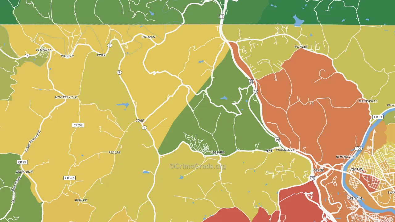 26541, WV Map of Vehicle Theft Rates