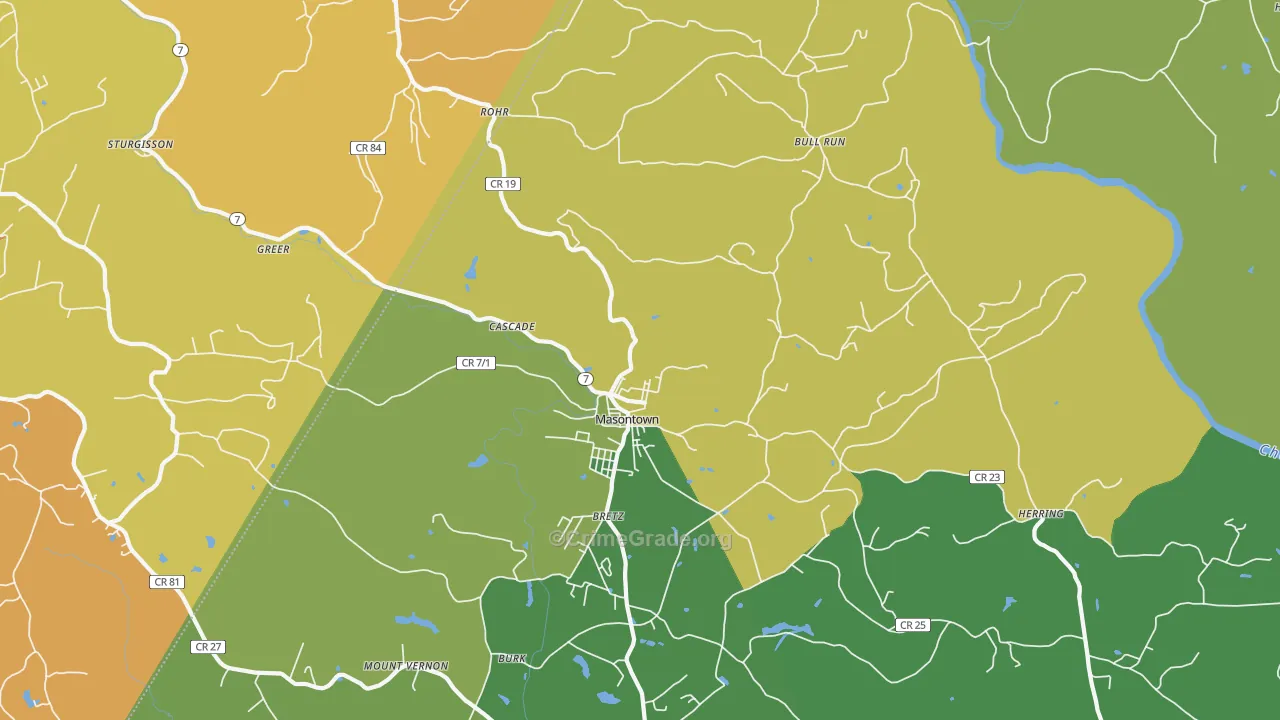 26542, WV Map of Vehicle Theft Rates