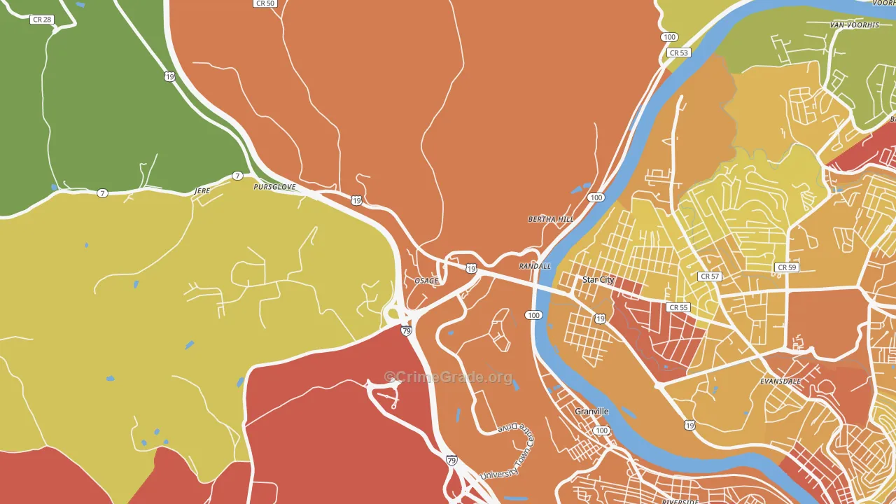 26543, WV Map of Vehicle Theft Rates