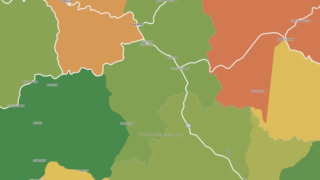 26562, WV Map of Vehicle Theft Rates