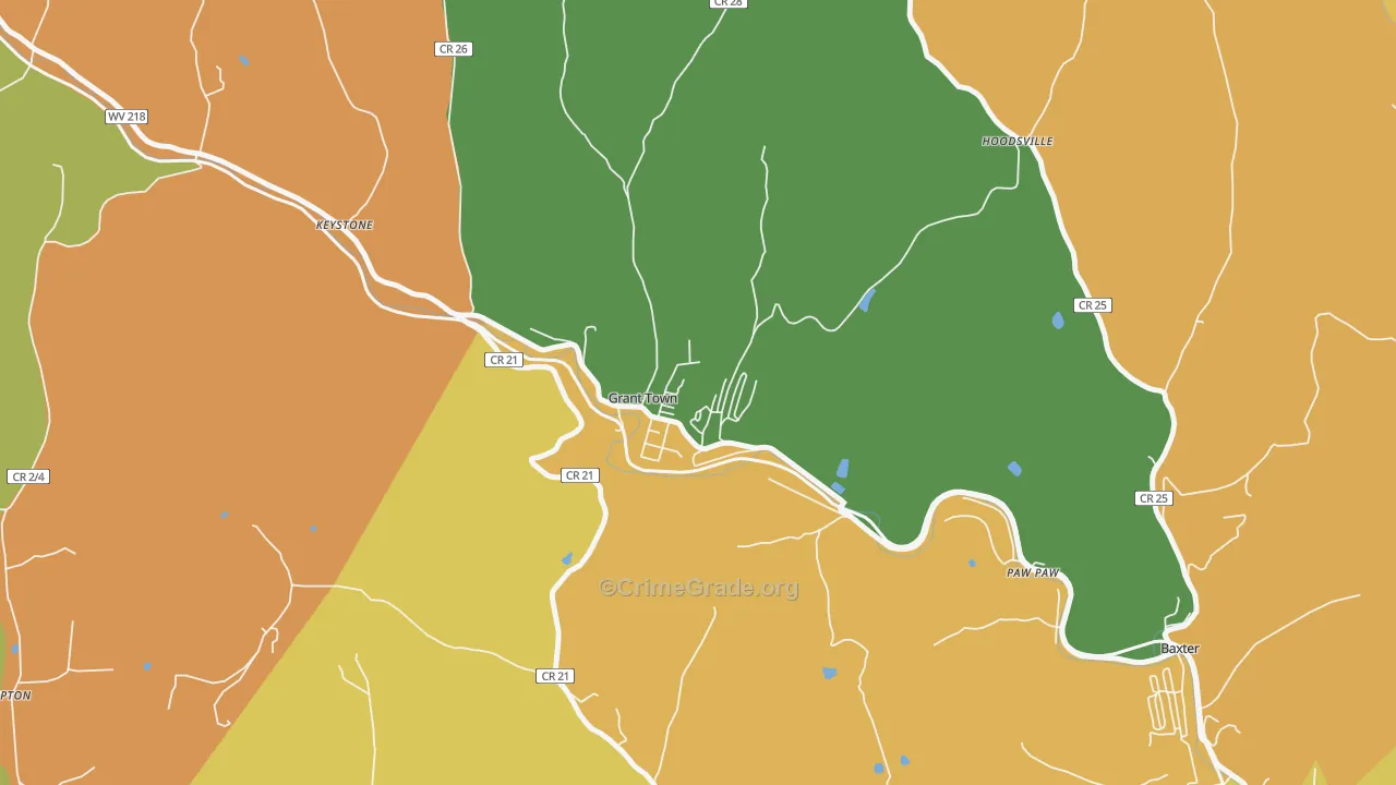 26574, WV Map of Vehicle Theft Rates