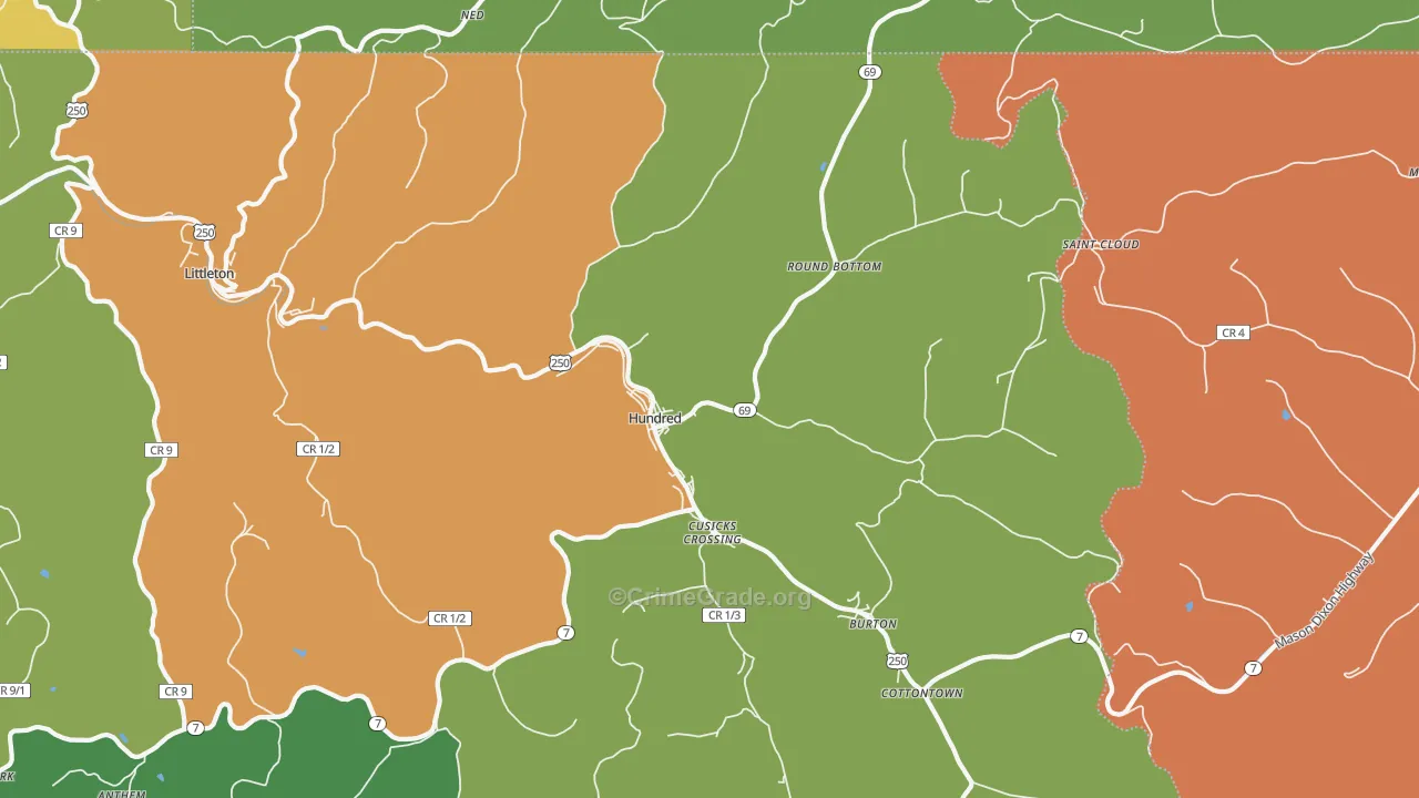 26575, WV Map of Vehicle Theft Rates