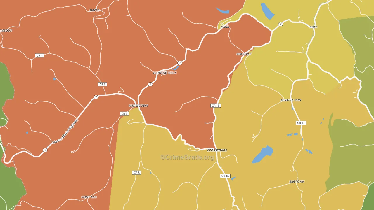26590, WV Map of Vehicle Theft Rates