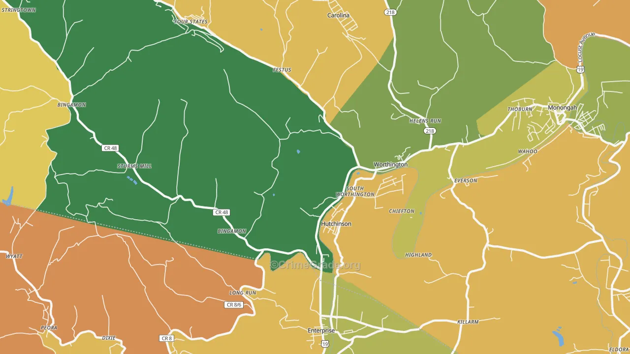 26591, WV Map of Vehicle Theft Rates