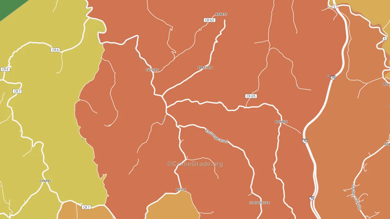 26619, WV Map of Vehicle Theft Rates