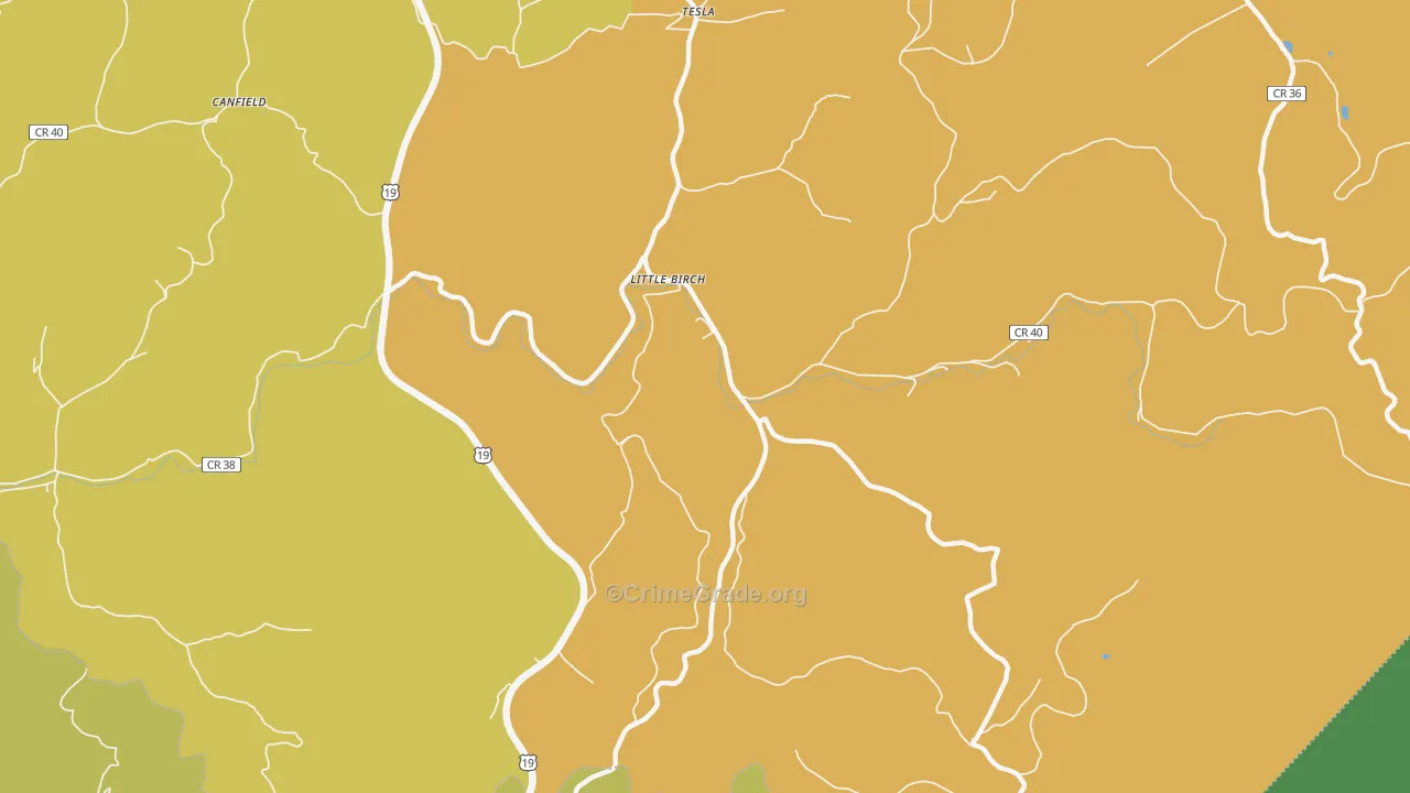 26629, WV Map of Vehicle Theft Rates