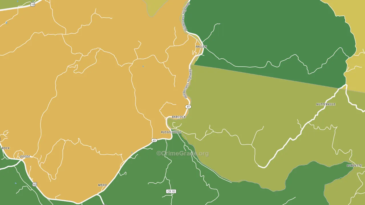 26680, WV Map of Vehicle Theft Rates