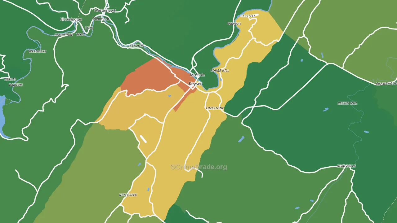 26726, WV Map of Vehicle Theft Rates