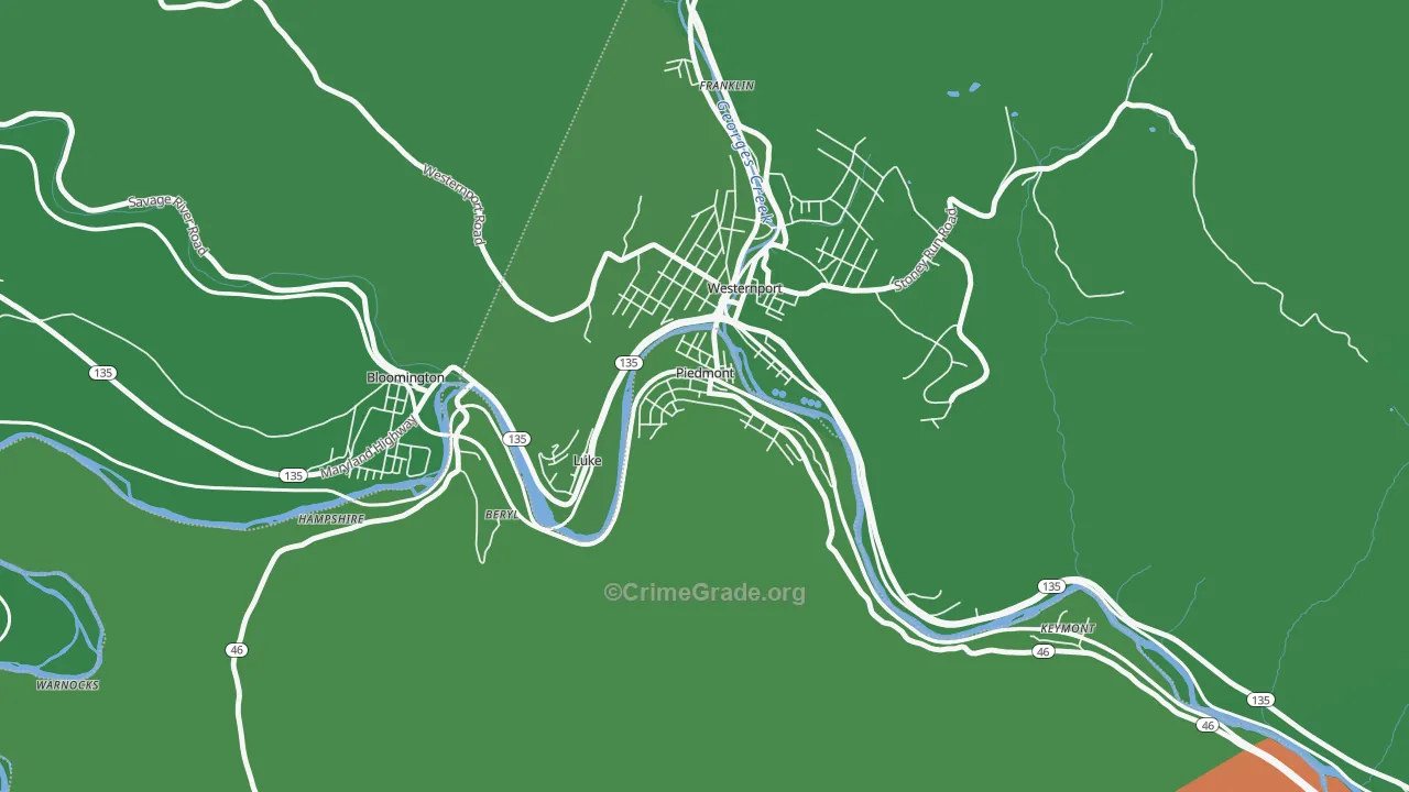 26750, WV Map of Vehicle Theft Rates