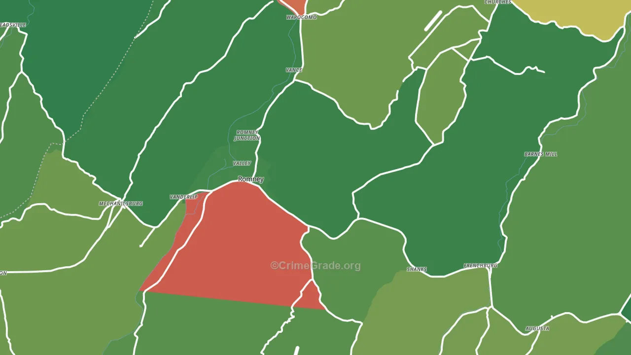 26757, WV Map of Vehicle Theft Rates