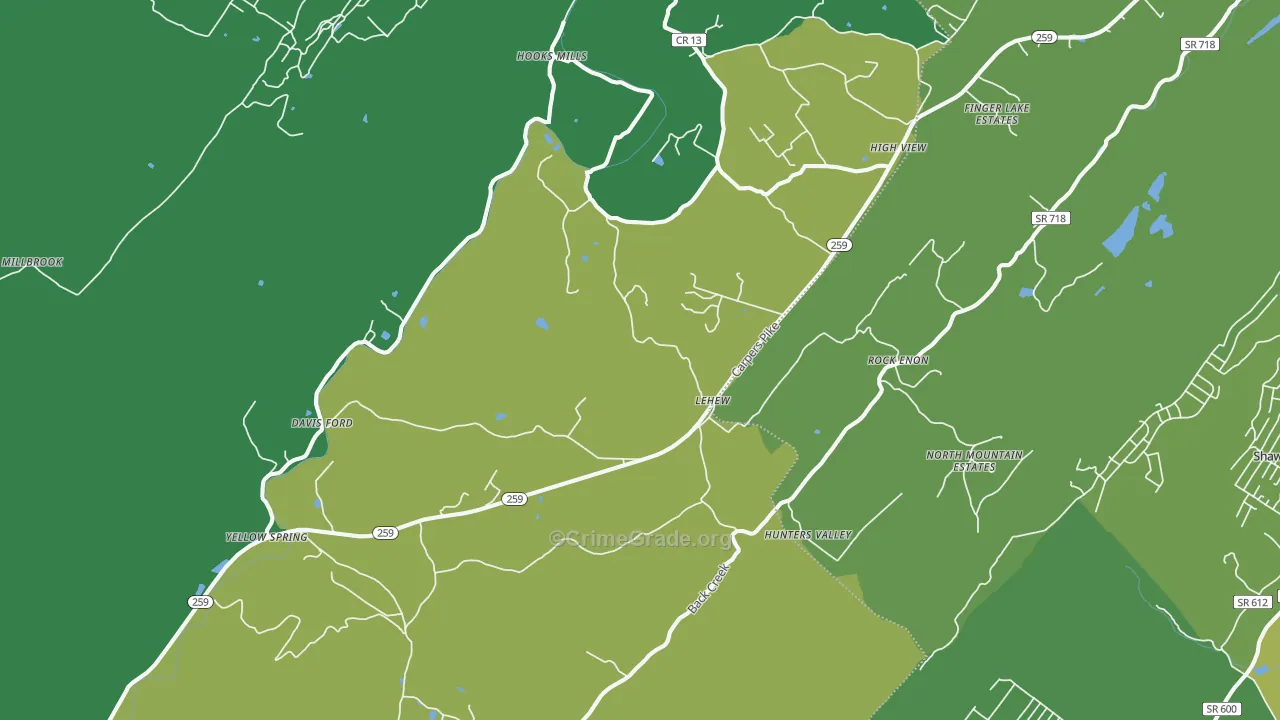 26808, WV Map of Vehicle Theft Rates