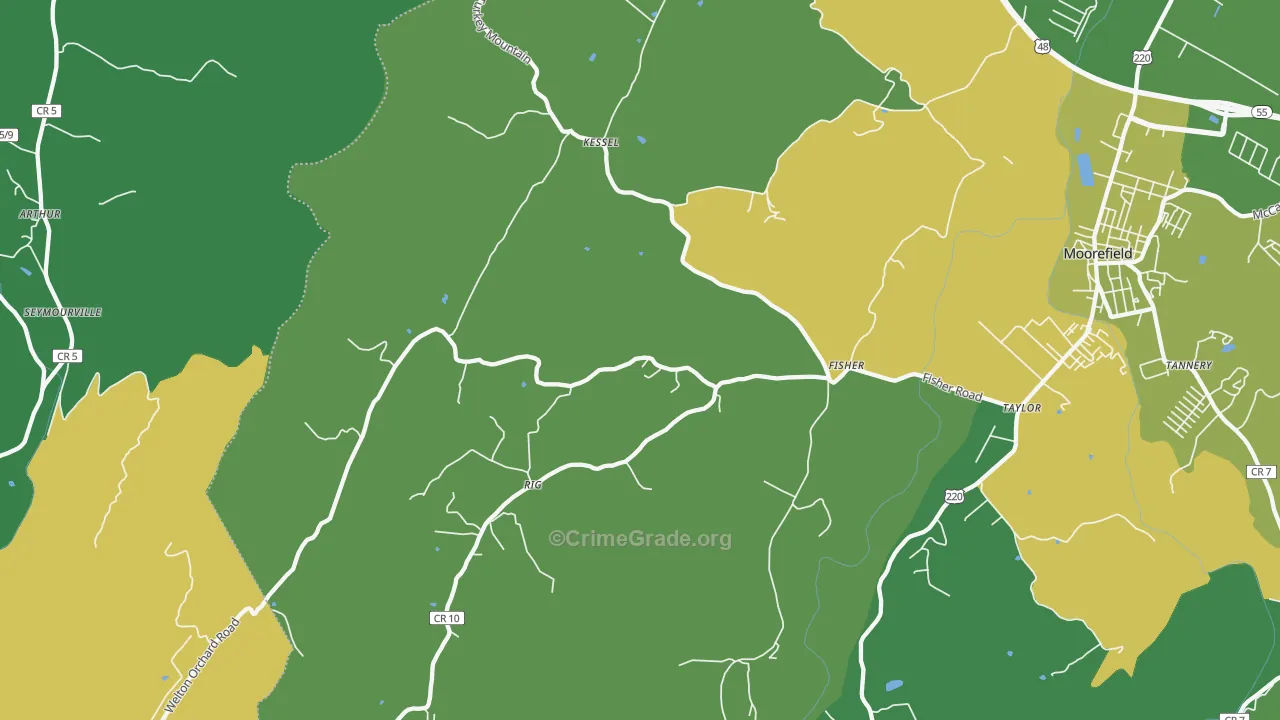 26818, WV Map of Vehicle Theft Rates