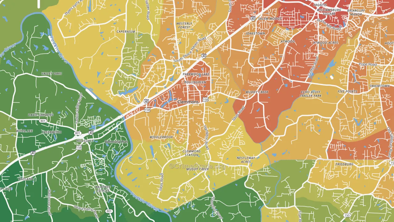 27012, NC Map of Vehicle Theft Rates