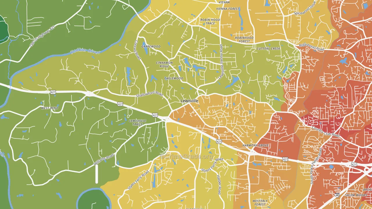 27023, NC Map of Vehicle Theft Rates