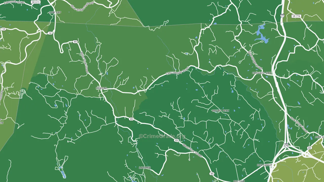27024, NC Map of Vehicle Theft Rates