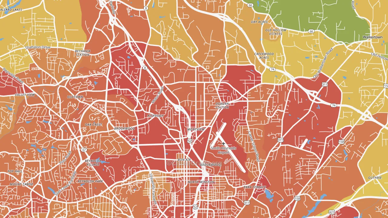27105, NC Map of Vehicle Theft Rates