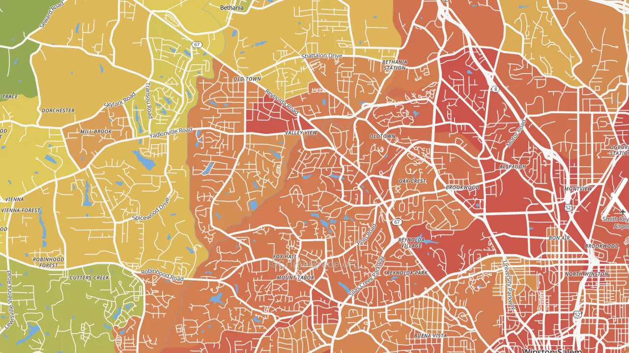 27106, NC Map of Vehicle Theft Rates