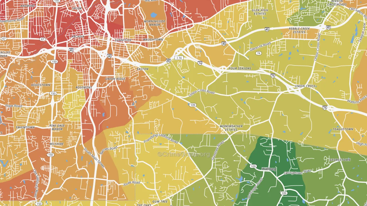 27107, NC Map of Vehicle Theft Rates