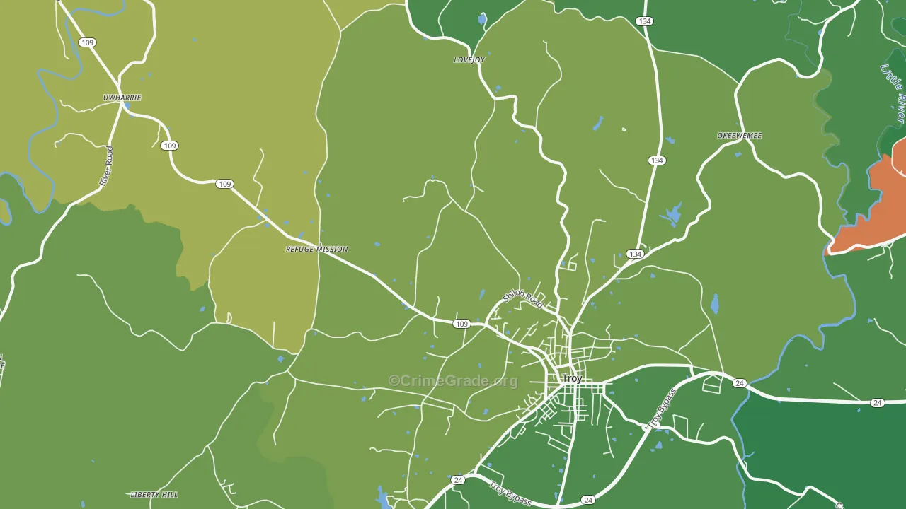 27371, NC Map of Vehicle Theft Rates
