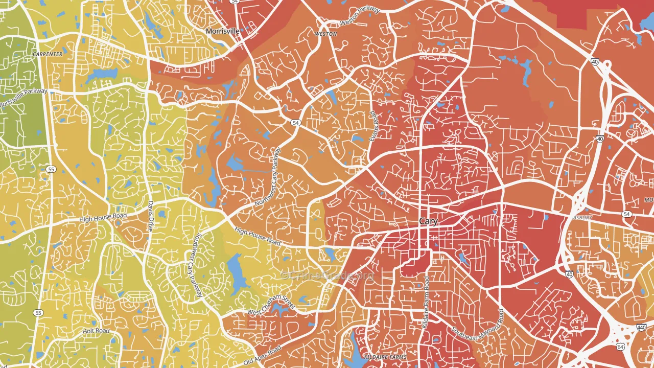 27513, NC Map of Vehicle Theft Rates