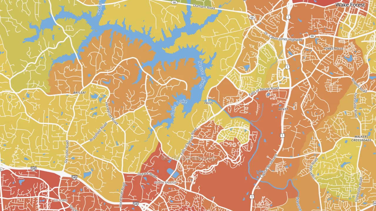27614, NC Map of Vehicle Theft Rates