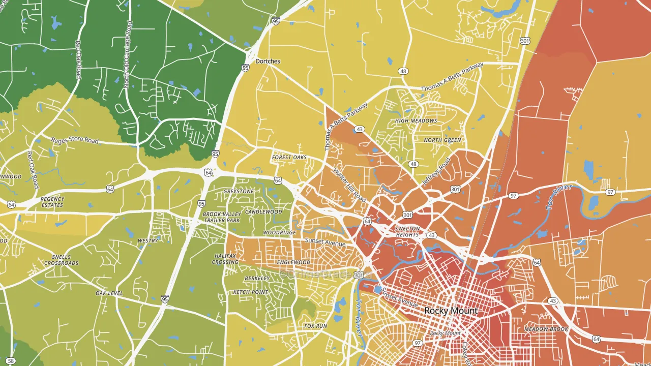 27804, NC Map of Vehicle Theft Rates