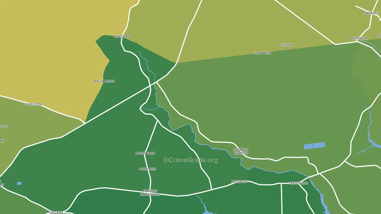 27865, NC Map of Vehicle Theft Rates
