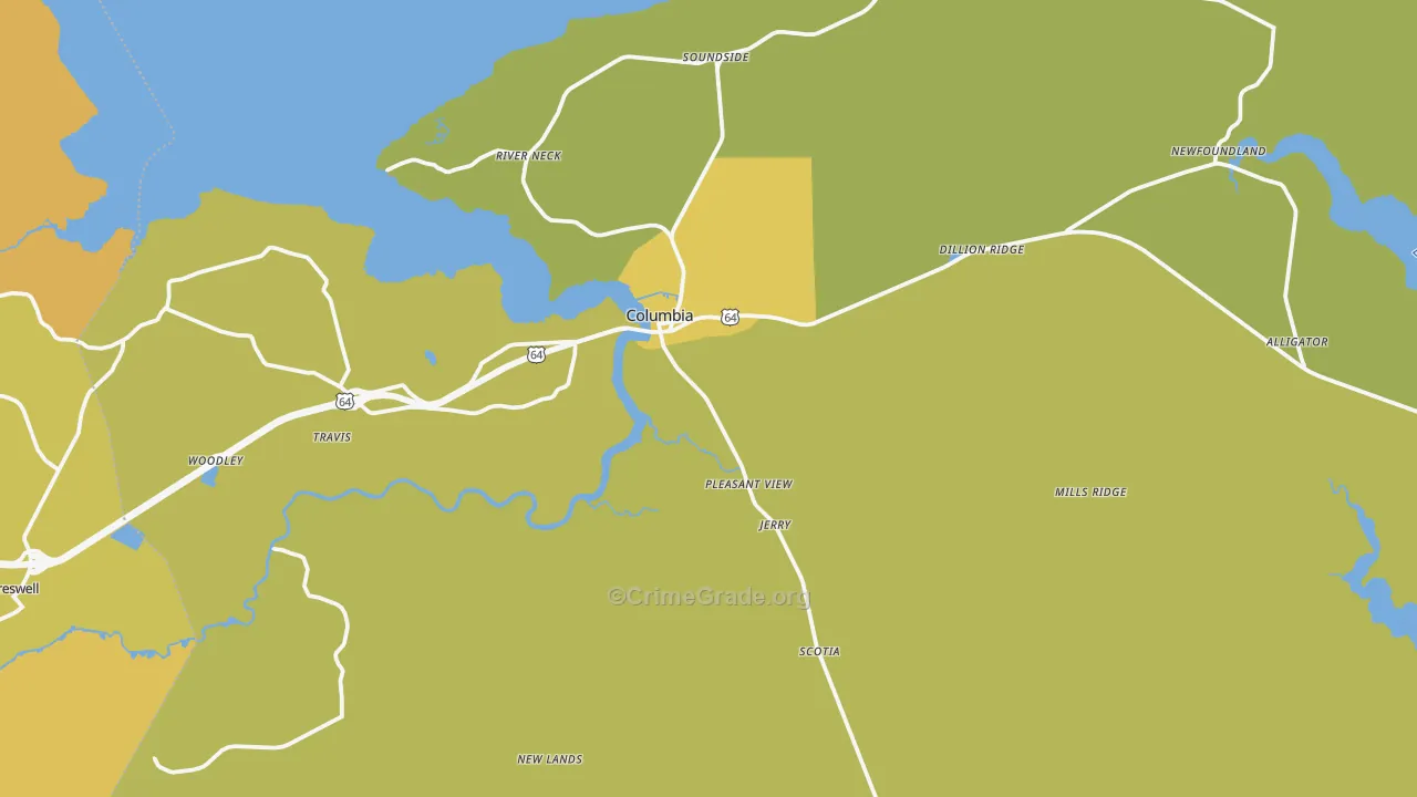 27925, NC Map of Vehicle Theft Rates