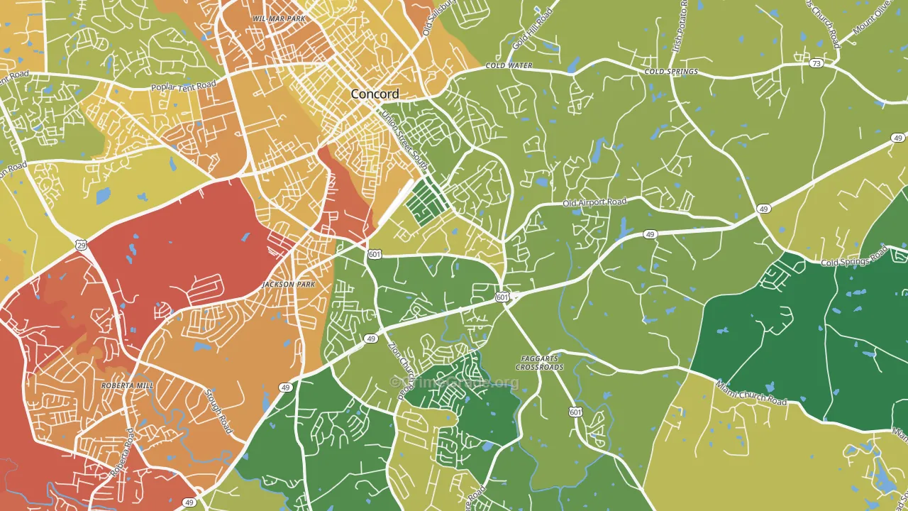 28025, NC Map of Vehicle Theft Rates