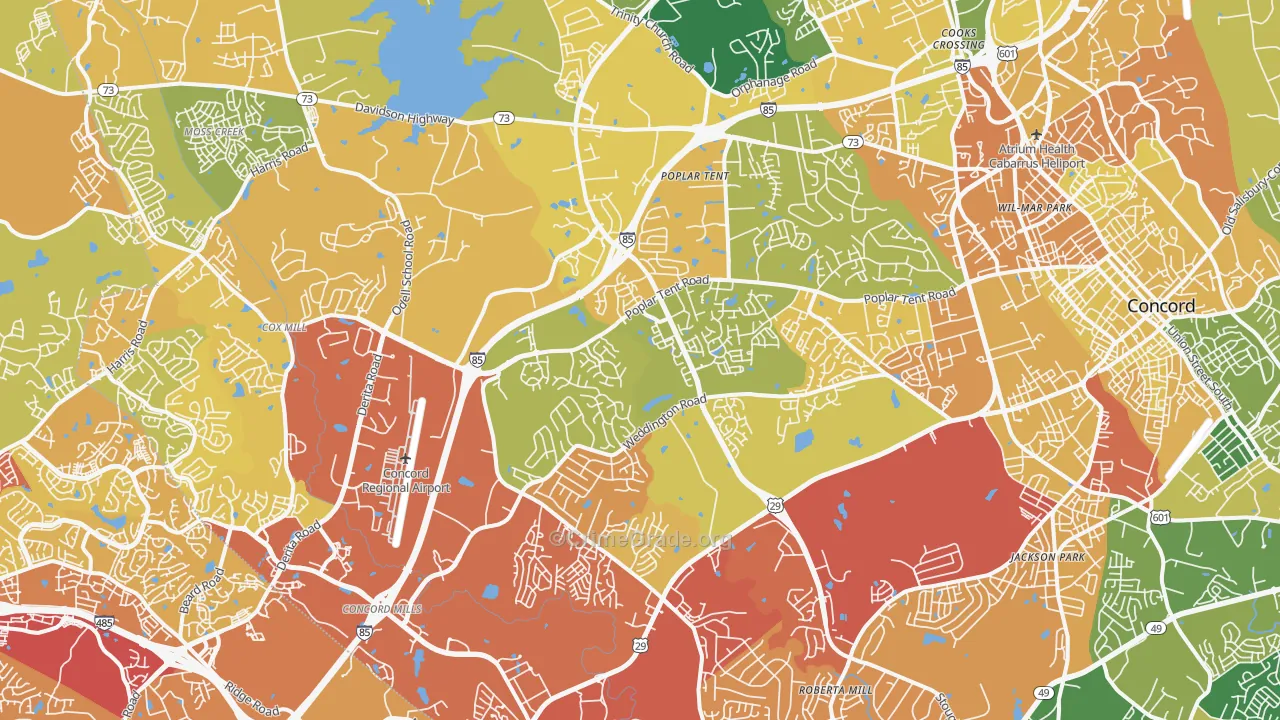 28027, NC Map of Vehicle Theft Rates