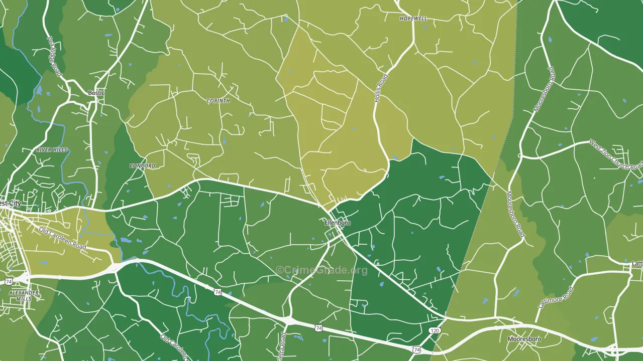 28040, NC Map of Vehicle Theft Rates