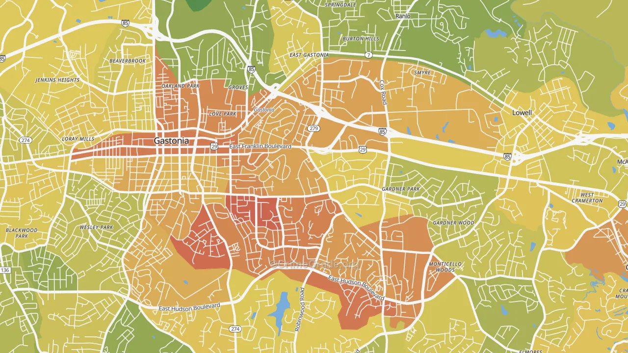28054, NC Map of Vehicle Theft Rates