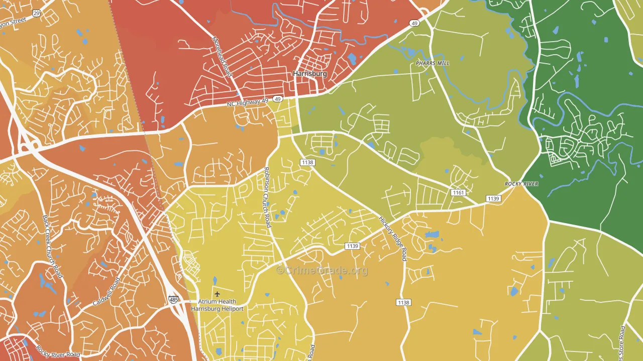 28075, NC Map of Vehicle Theft Rates