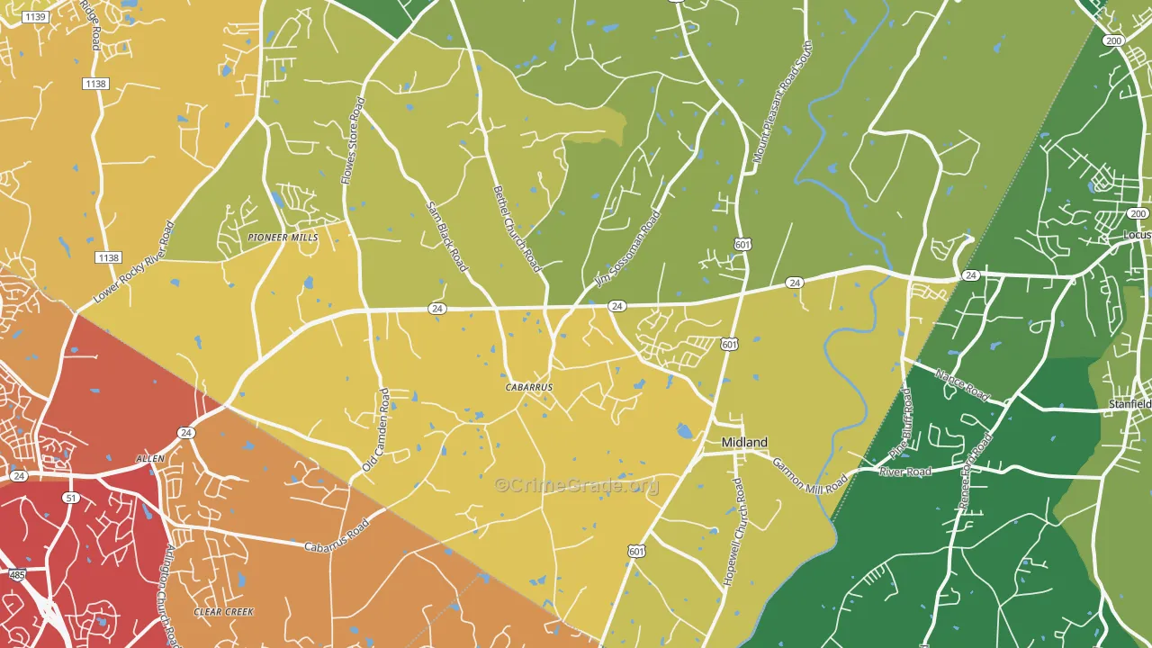 28107, NC Map of Vehicle Theft Rates