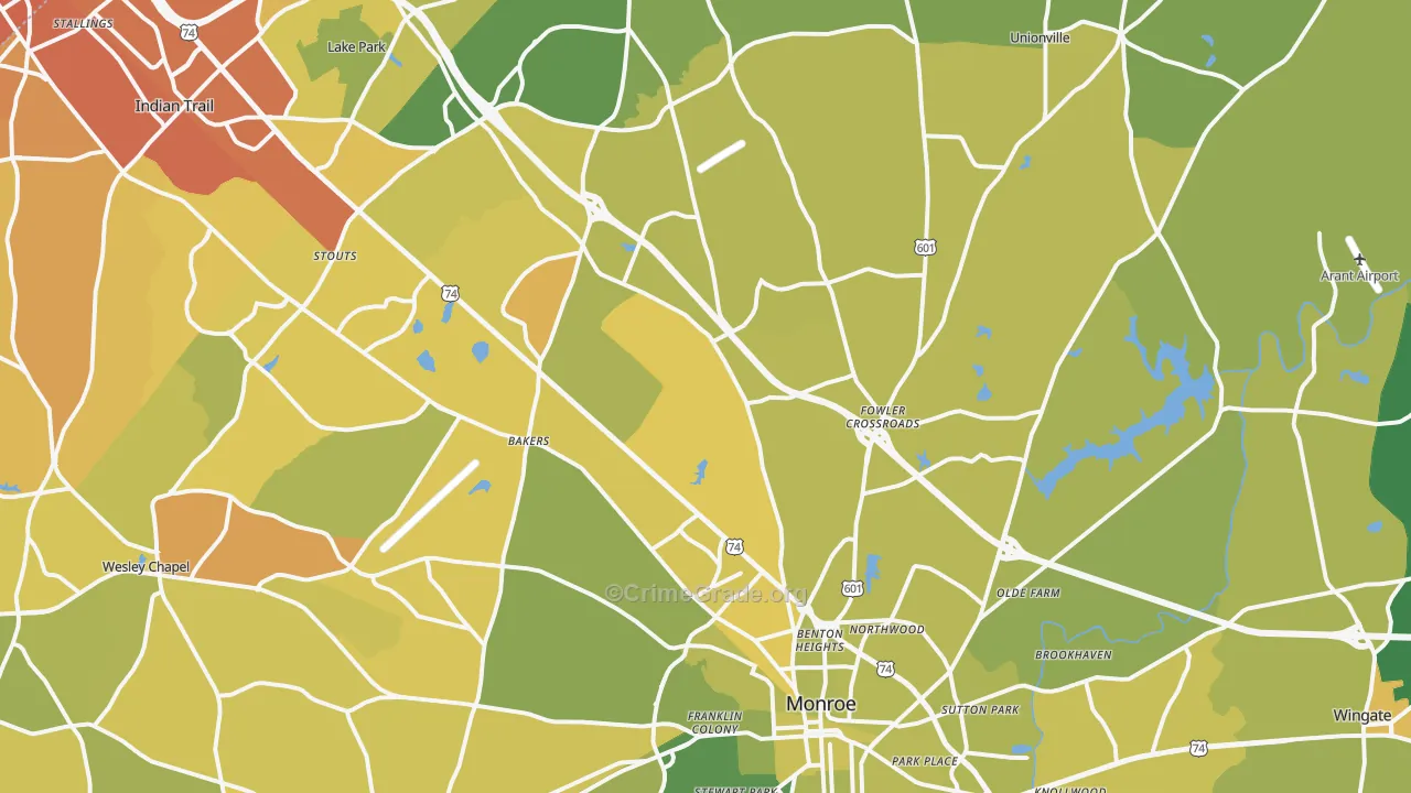 28110, NC Map of Vehicle Theft Rates