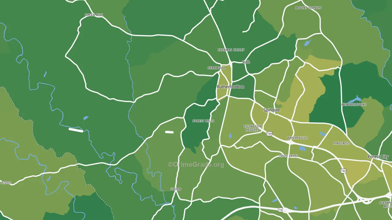 28139, NC Map of Vehicle Theft Rates