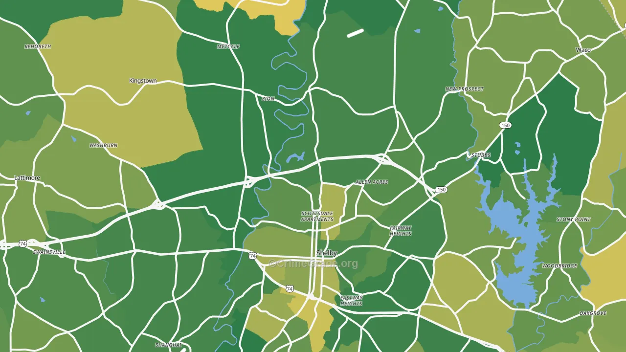 28150, NC Map of Vehicle Theft Rates