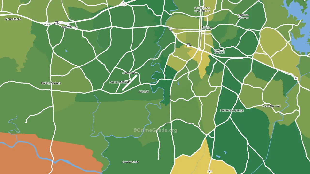 28152, NC Map of Vehicle Theft Rates
