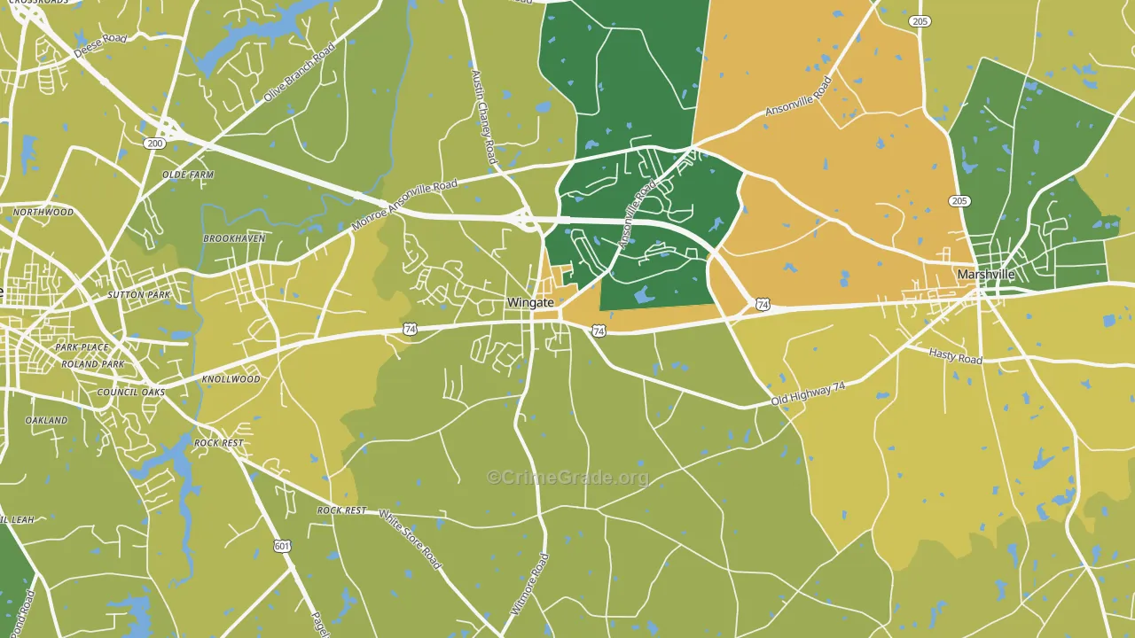 28174, NC Map of Vehicle Theft Rates