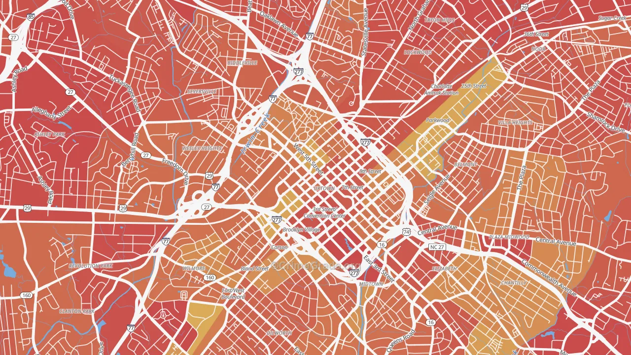 28202, NC Map of Vehicle Theft Rates