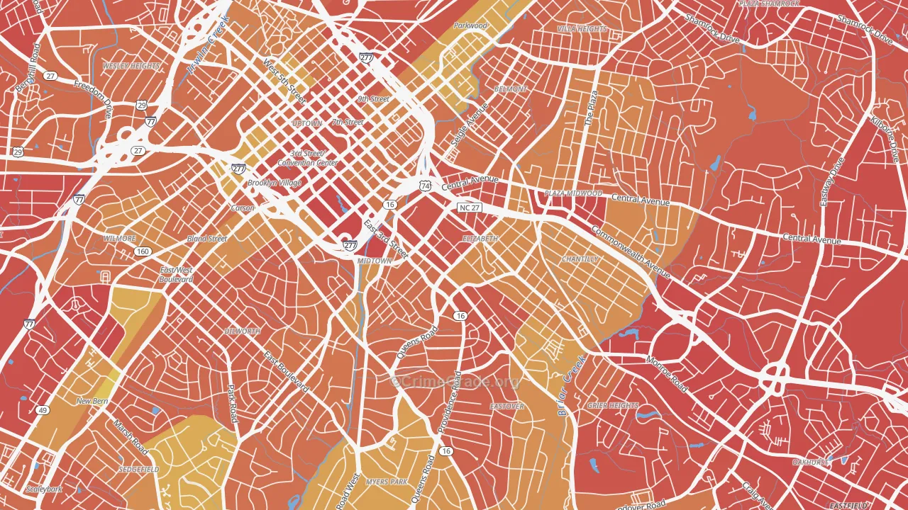 28204, NC Map of Vehicle Theft Rates