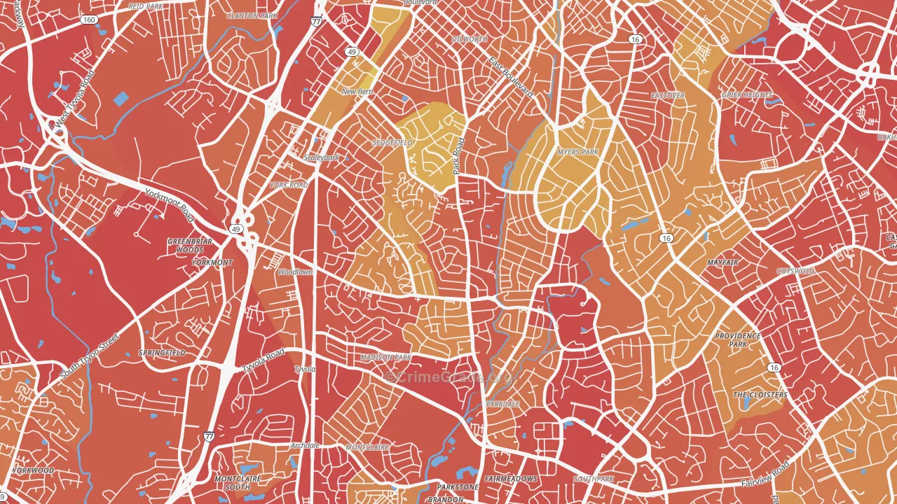 28209, NC Map of Vehicle Theft Rates