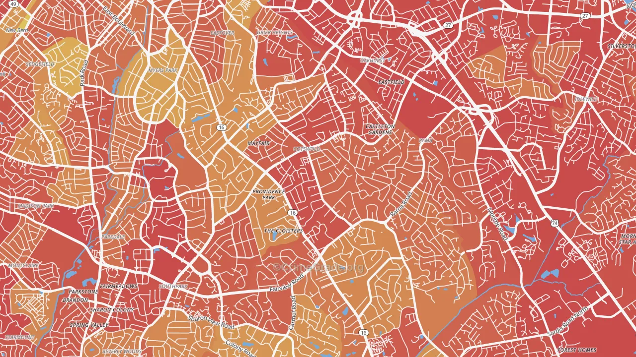 28211, NC Map of Vehicle Theft Rates