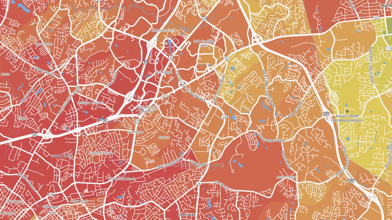 28213, NC Map of Vehicle Theft Rates