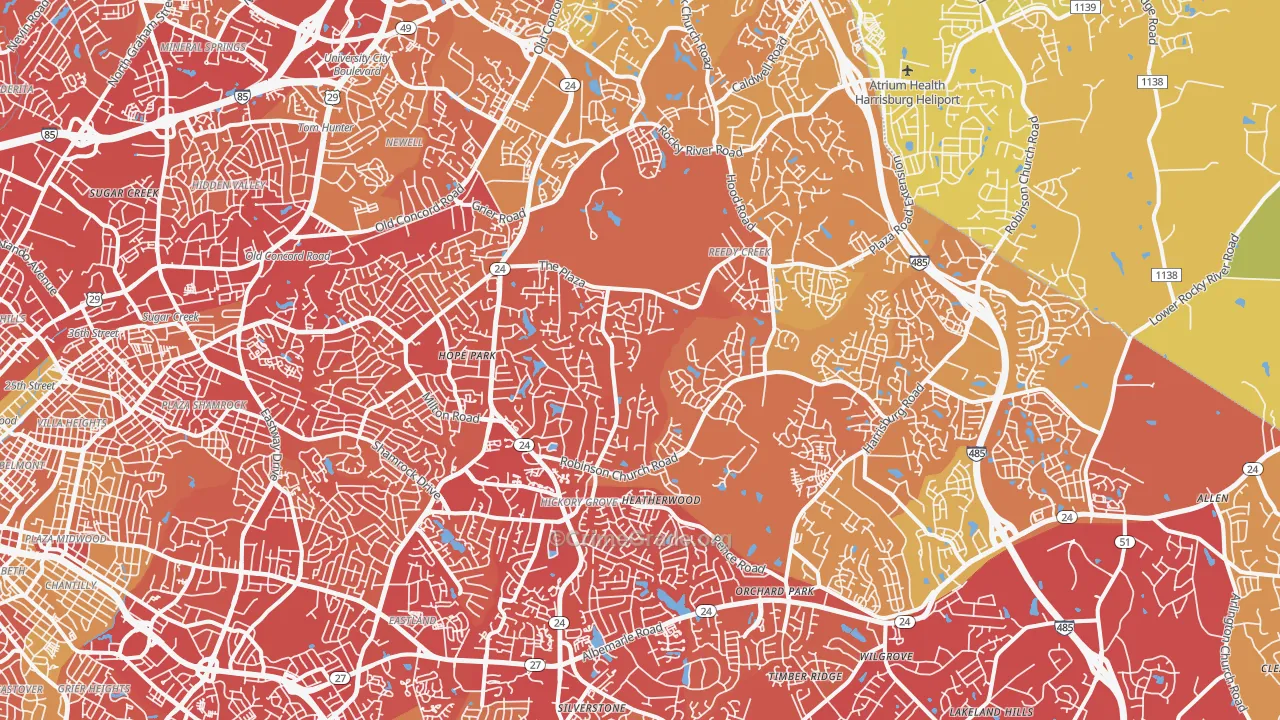 28215, NC Map of Vehicle Theft Rates