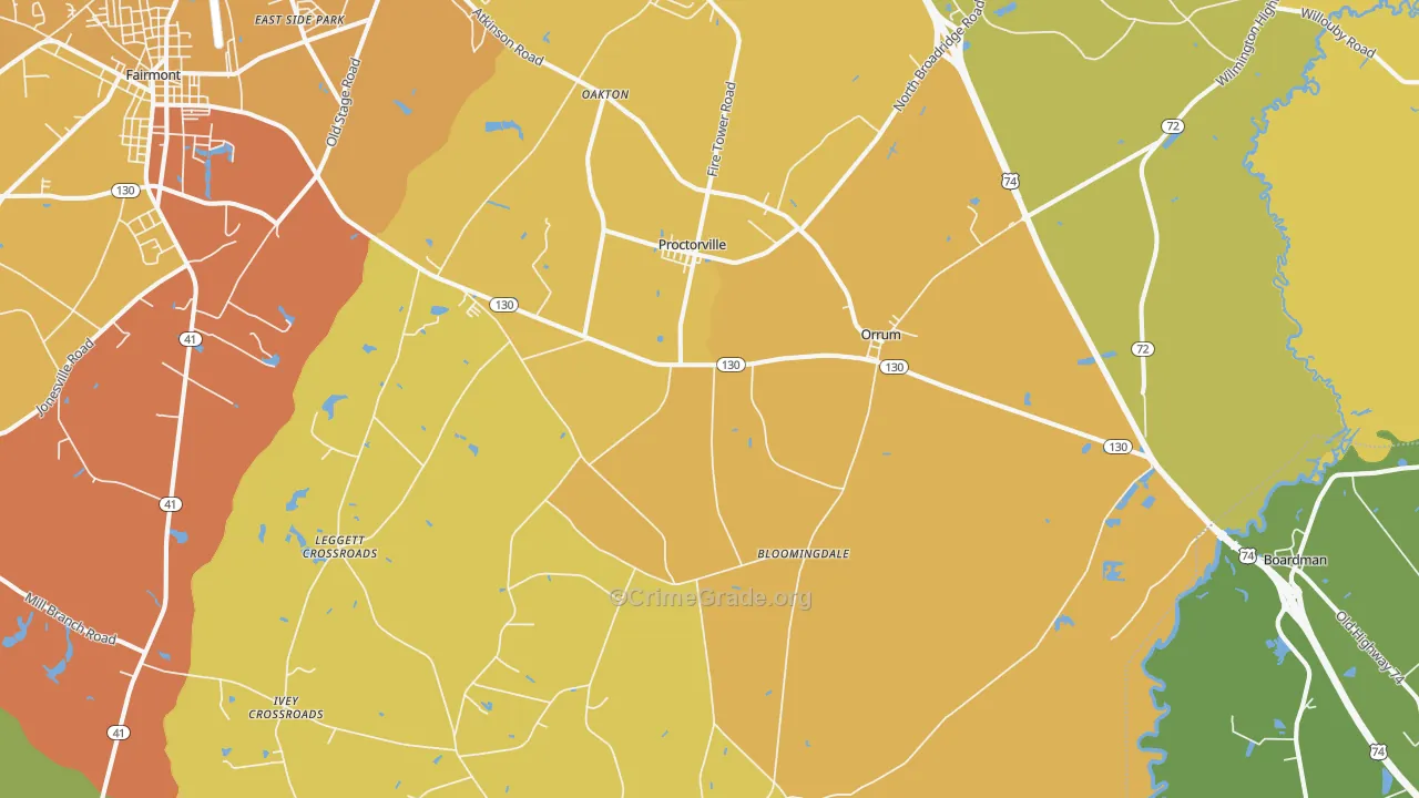 28369, NC Map of Vehicle Theft Rates