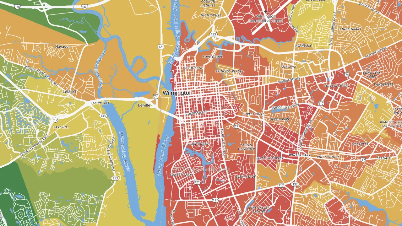 28401, NC Map of Vehicle Theft Rates